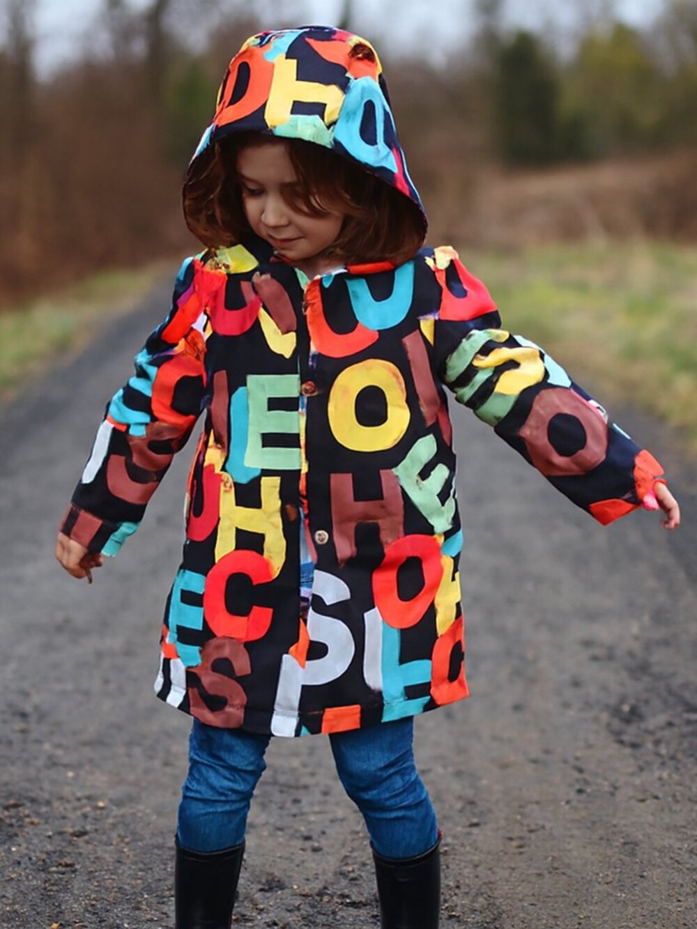 Girls Coat Hooded Alphabet Size 5 Fleece Lined - Picture 1 of 4